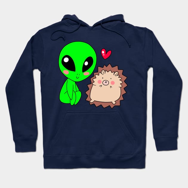 Alien Loves Hedgehog Hoodie by saradaboru